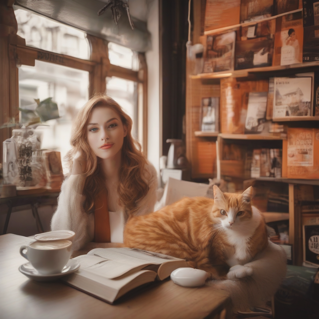 woman reading with cat